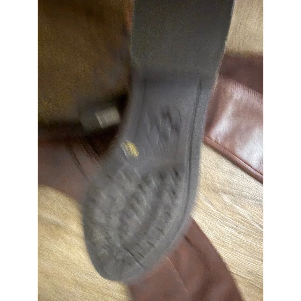 Vince Camuto Brown Leather Over The Knee Boots Size 8M Whipstitch Lug Sole